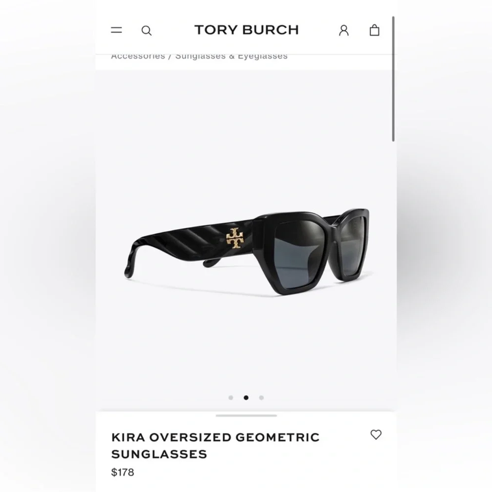 Tory Burch Kira Oversized Geometric Quilted Sunglasses -Black $188